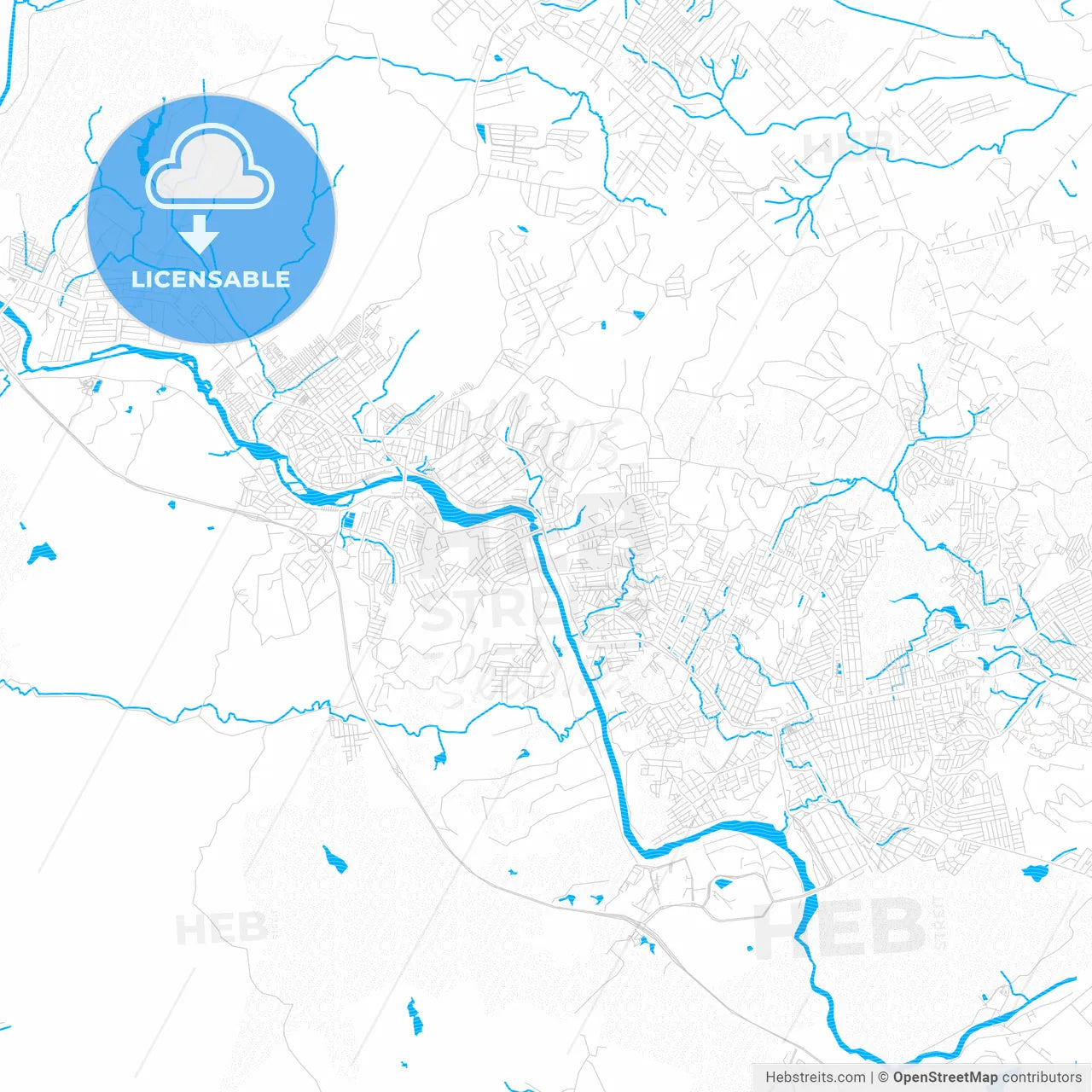 Sao Lourenco da Mata, Brazil PDF vector map with water in focus
