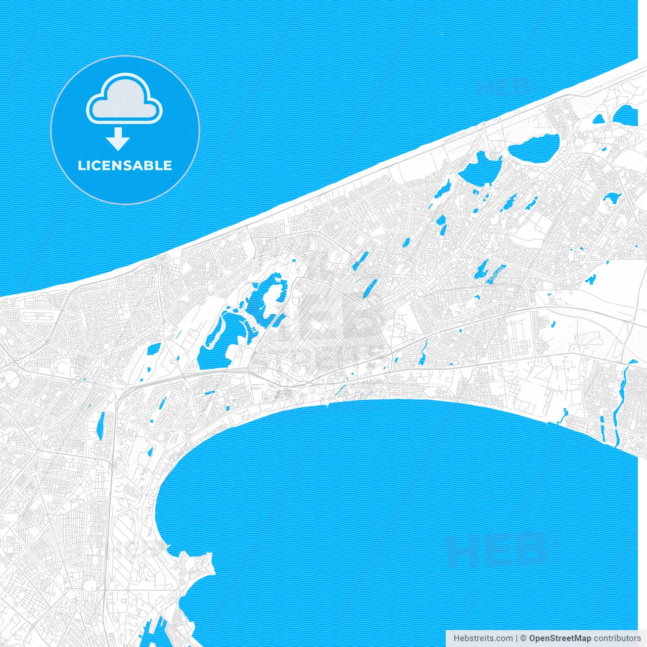Pikine, Senegal PDF vector map with water in focus
