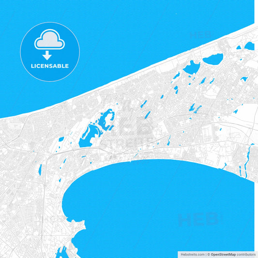 Pikine, Senegal PDF vector map with water in focus