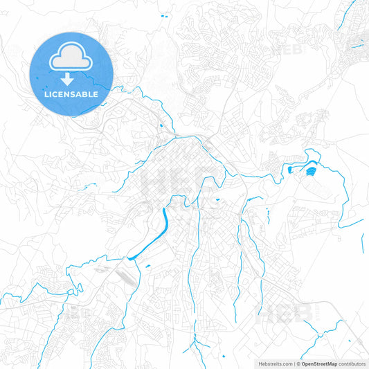 Pietermaritzburg, South Africa PDF vector map with water in focus