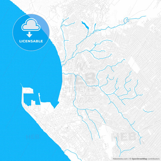 Pointe-Noire, Republic Of The Congo PDF vector map with water in focus