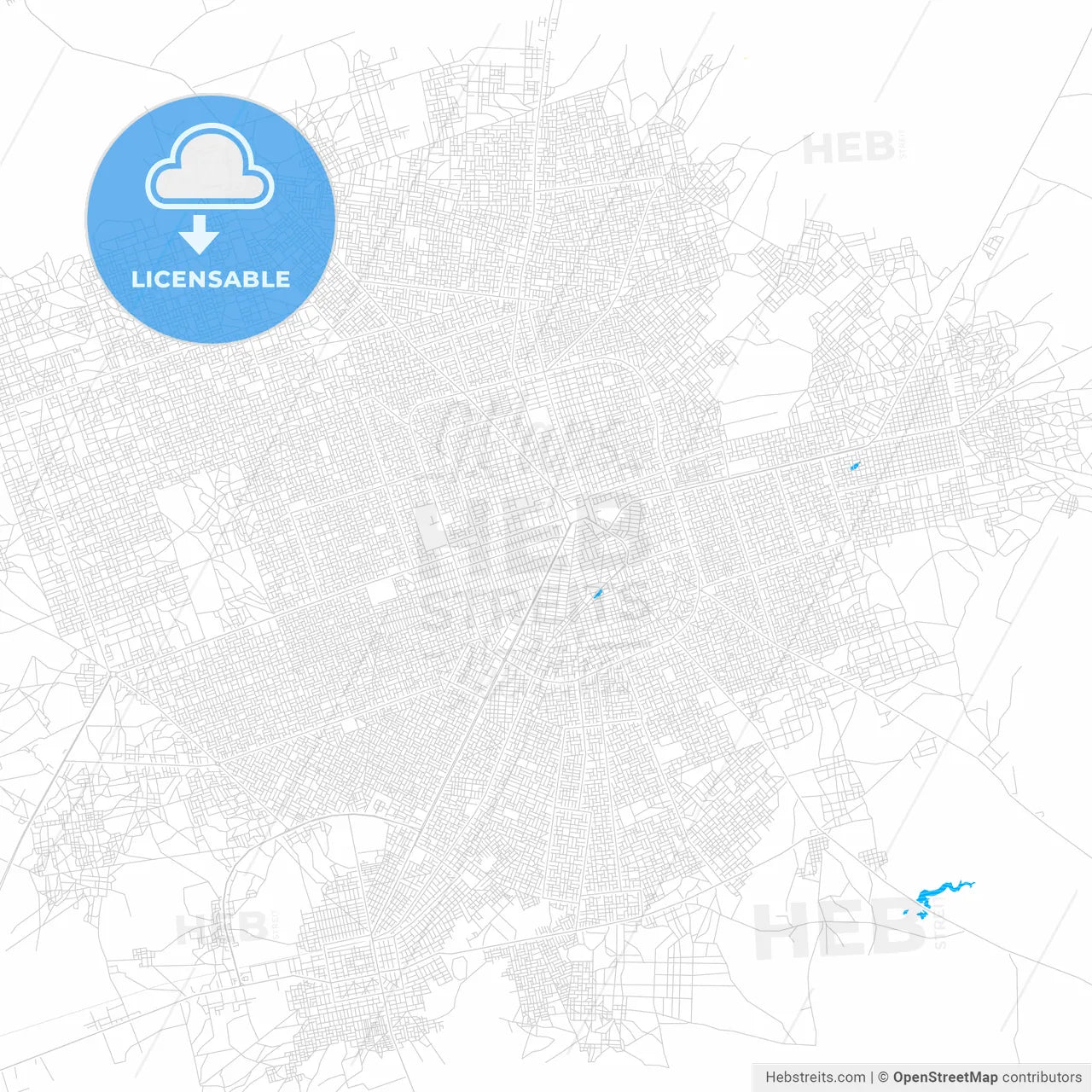 Touba, Senegal PDF vector map with water in focus