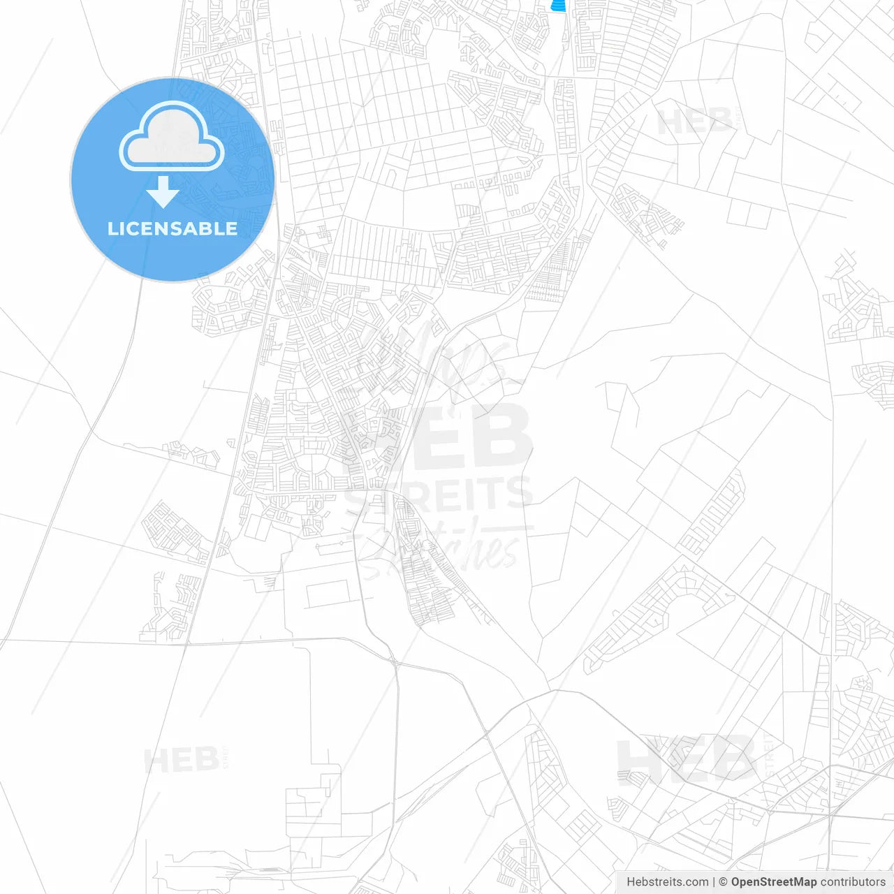Vereeniging, South Africa PDF vector map with water in focus