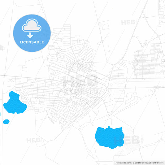 Welkom, South Africa PDF vector map with water in focus