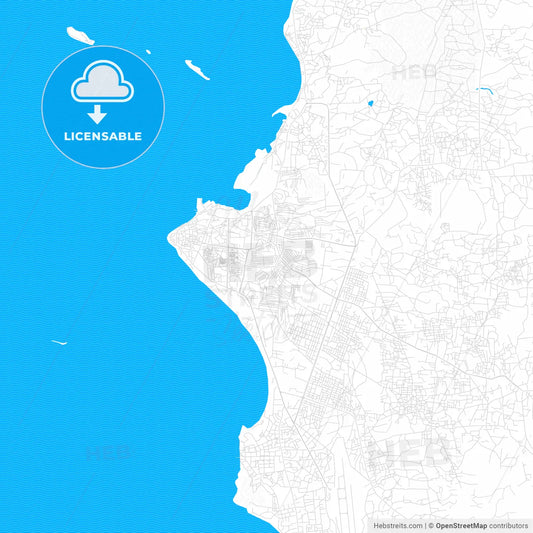 Zanzibar, Tanzania PDF vector map with water in focus