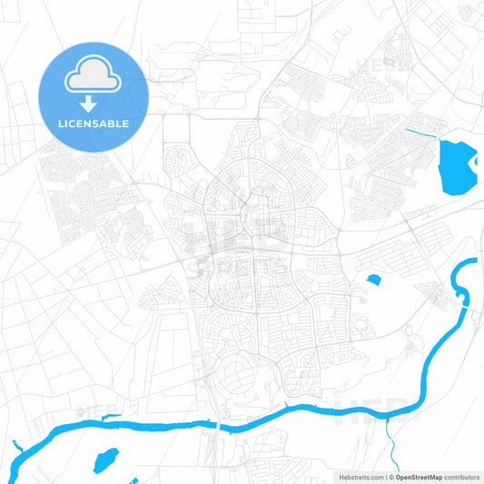 Vanderbijlpark, South Africa PDF vector map with water in focus