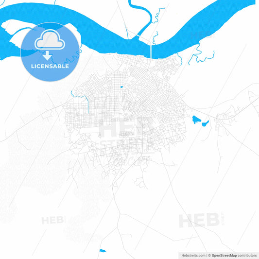 Ziguinchor, Senegal PDF vector map with water in focus