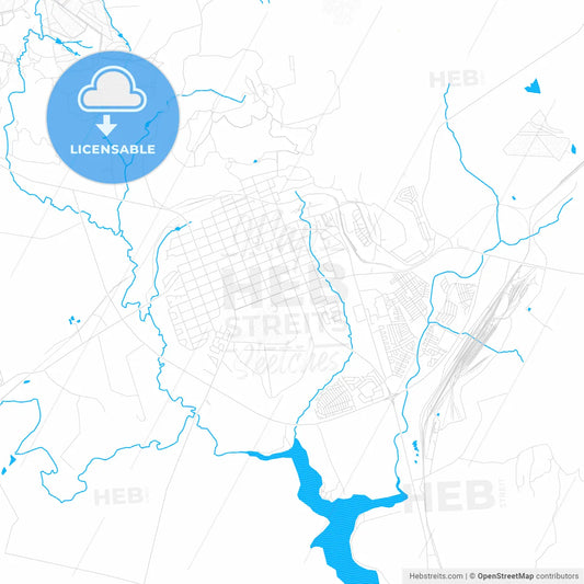 Vryheid, South Africa PDF vector map with water in focus