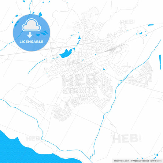 Worcester, South Africa PDF vector map with water in focus