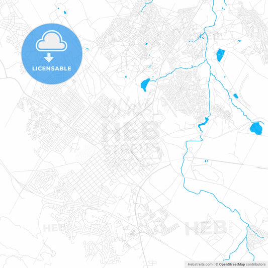 Rustenburg, South Africa PDF vector map with water in focus