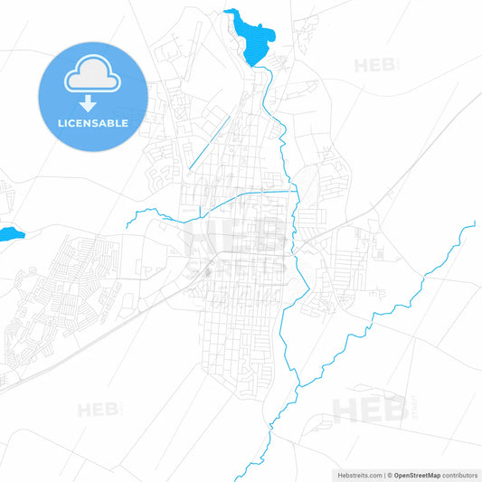 Potchefstroom, South Africa PDF vector map with water in focus