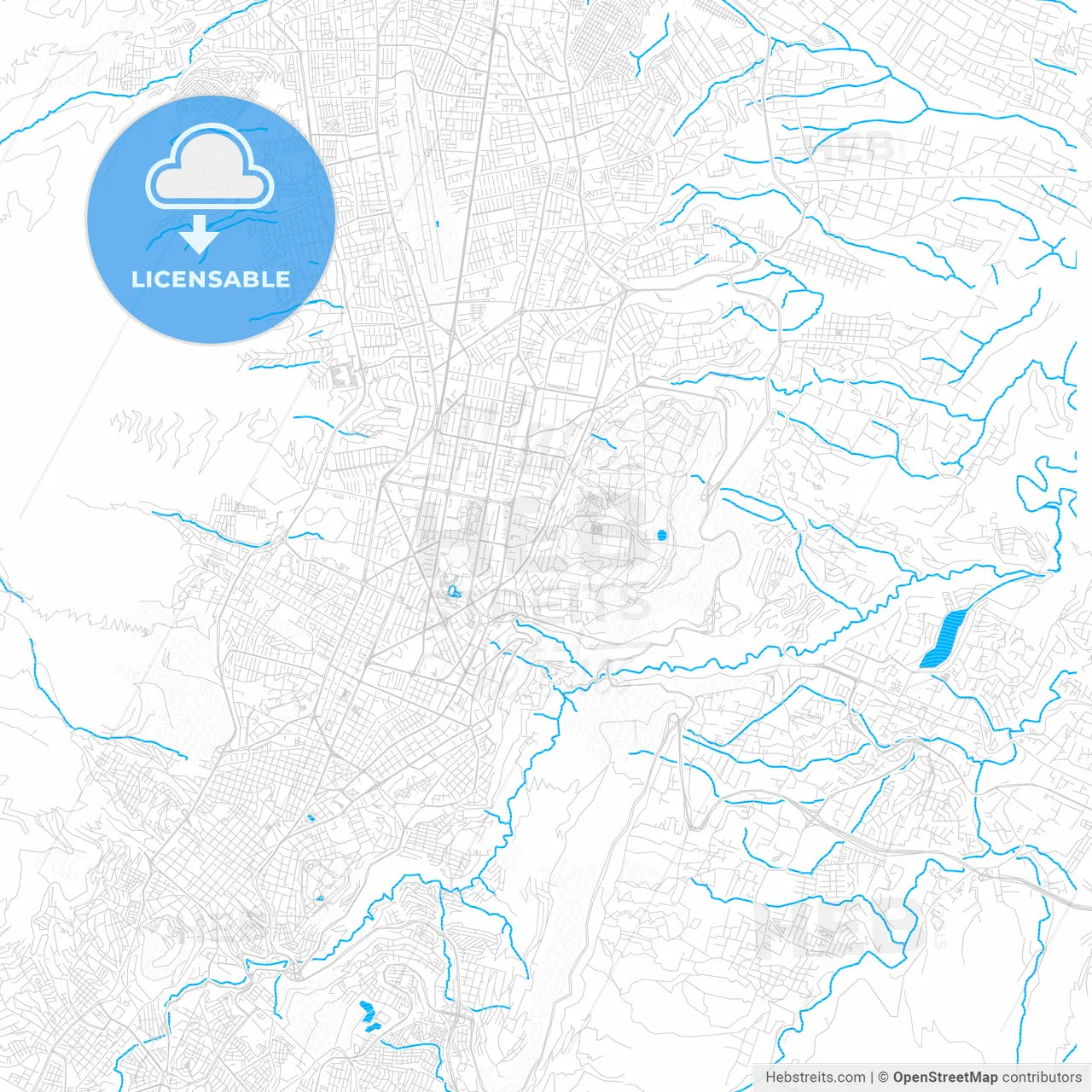Quito, Ecuador PDF vector map with water in focus