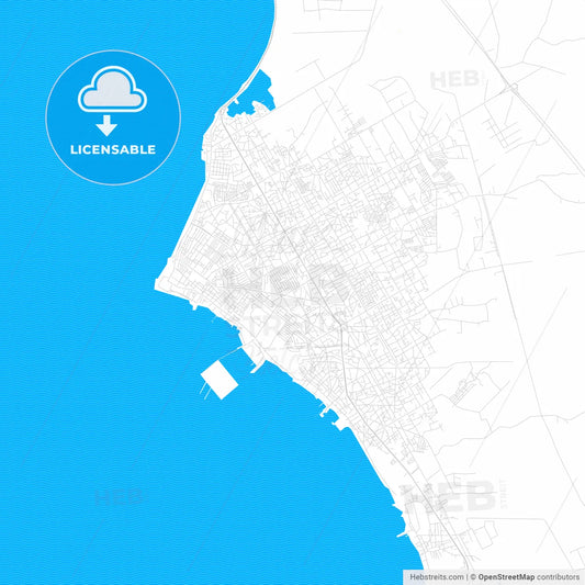 Cabimas, Venezuela PDF vector map with water in focus