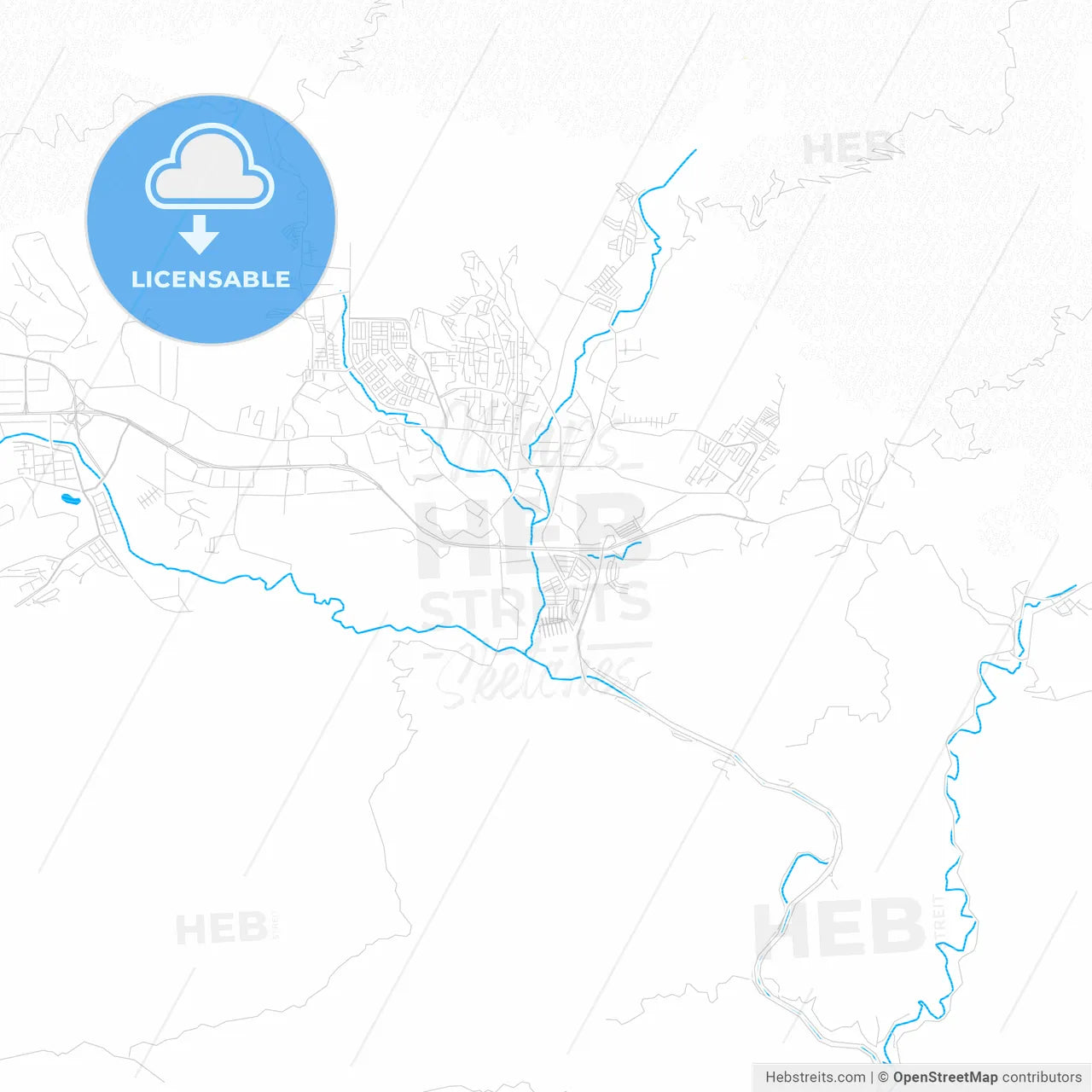 Guatire, Venezuela PDF vector map with water in focus