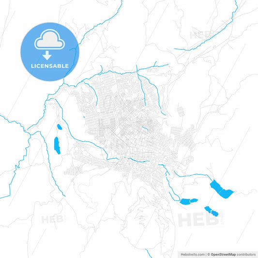 Potosi, Bolivia PDF vector map with water in focus