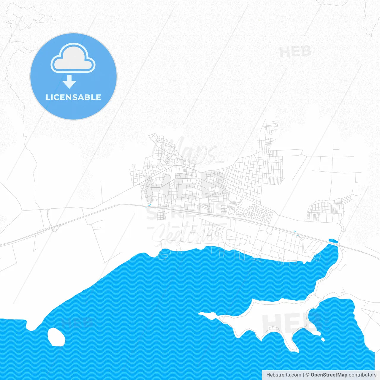 Mariara, Venezuela PDF vector map with water in focus