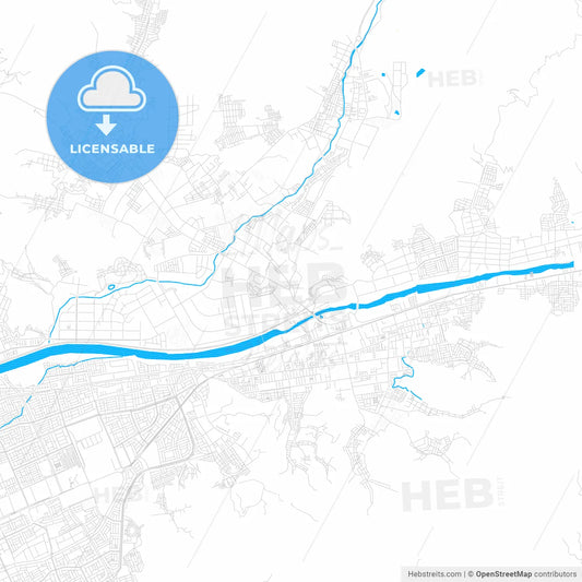 Chosica, Peru PDF vector map with water in focus