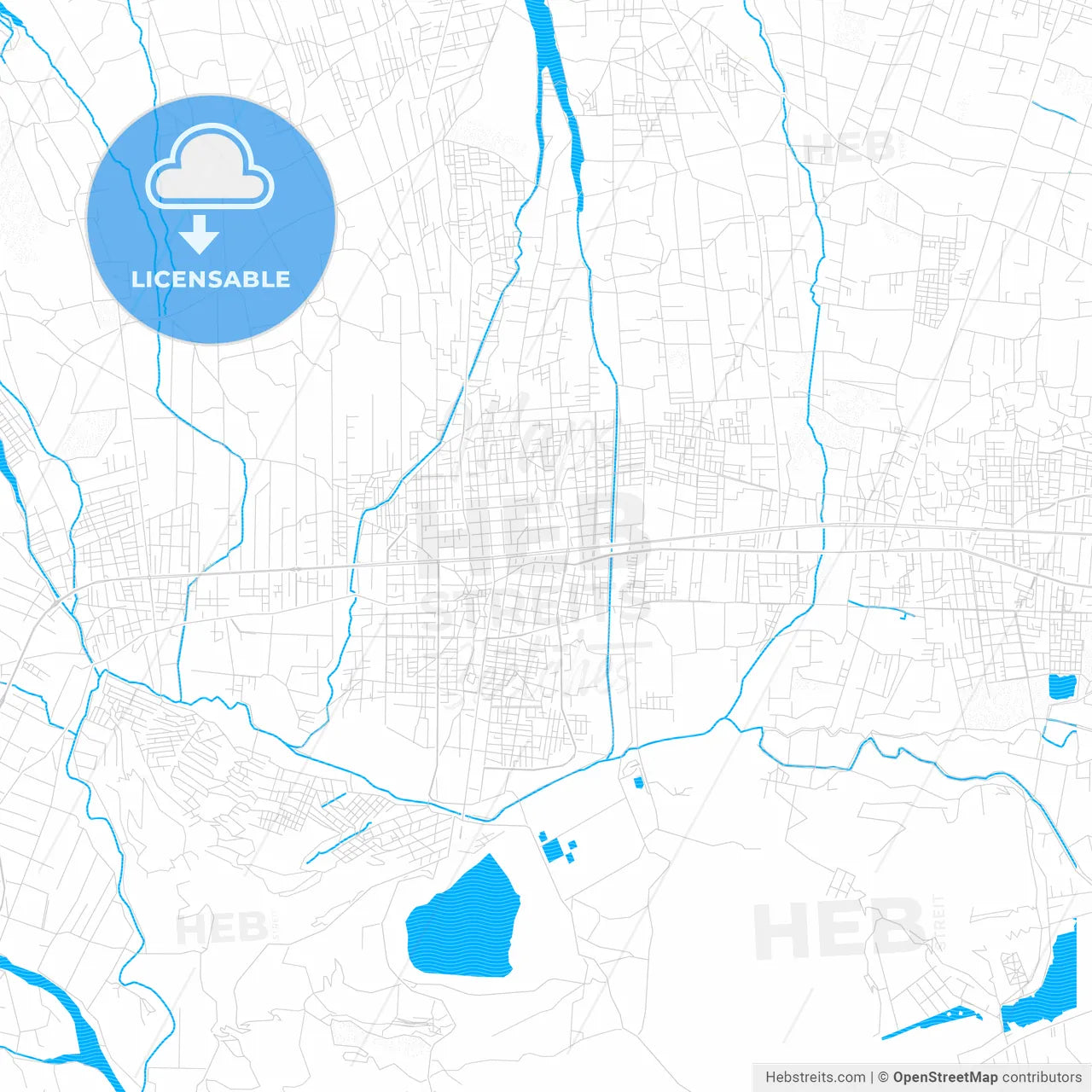 Quillacollo, Bolivia PDF vector map with water in focus