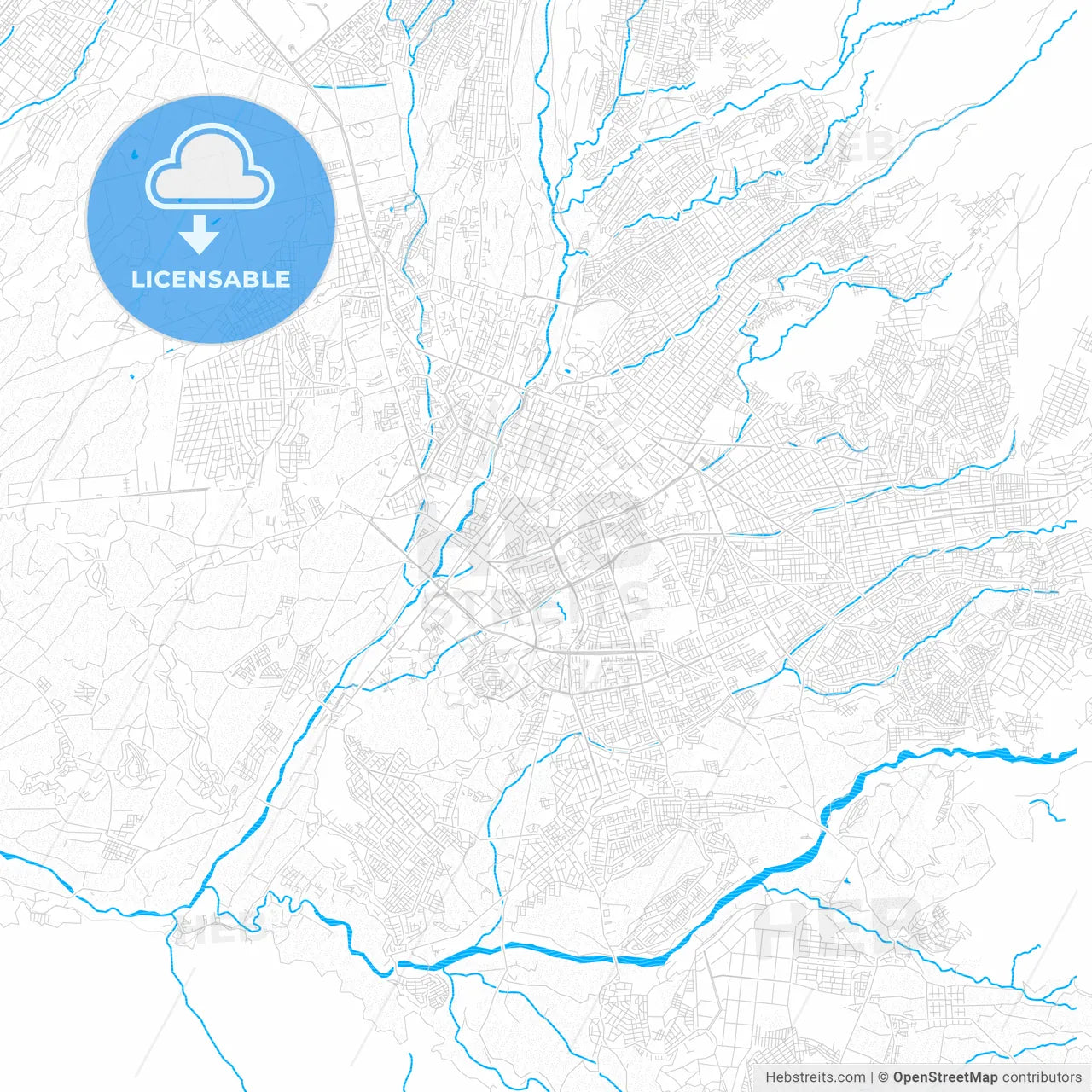 Arequipa, Peru PDF vector map with water in focus