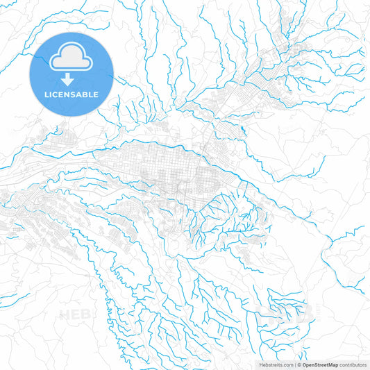 Pereira, Colombia PDF vector map with water in focus