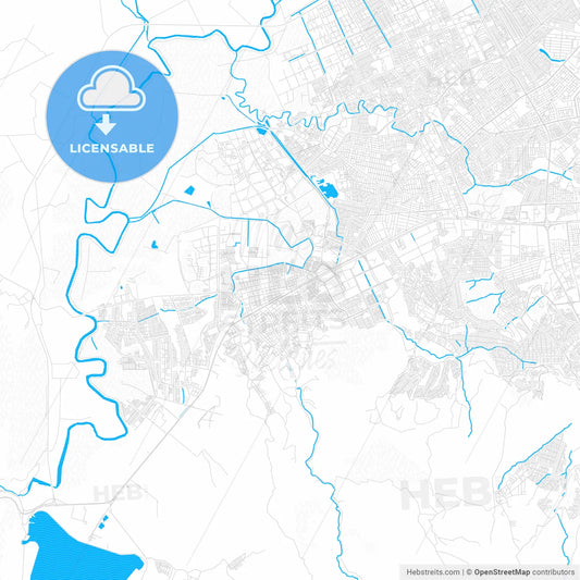 Soacha, Colombia PDF vector map with water in focus