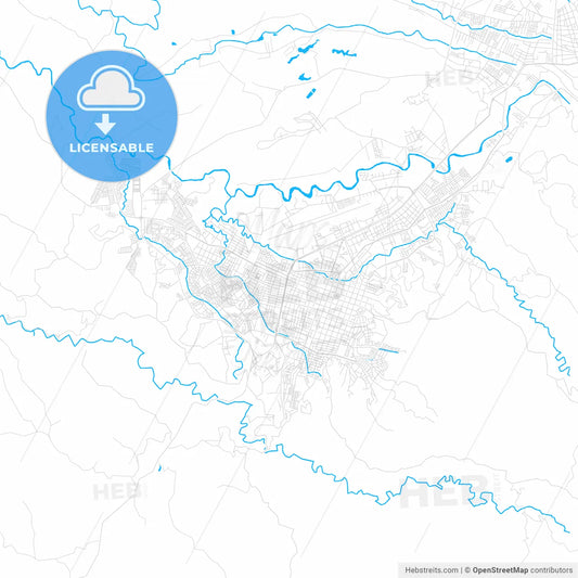 Popayan, Colombia PDF vector map with water in focus