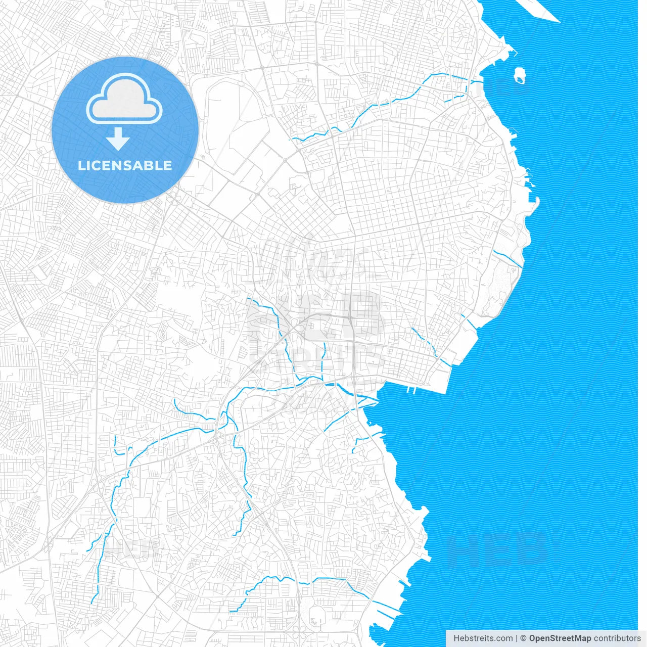 Maracaibo, Venezuela PDF vector map with water in focus