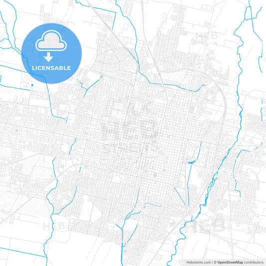 San Miguel de Tucuman, Argentina PDF vector map with water in focus