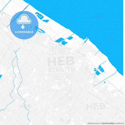 Quilmes, Argentina PDF vector map with water in focus