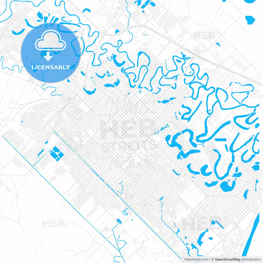 Resistencia, Argentina PDF vector map with water in focus