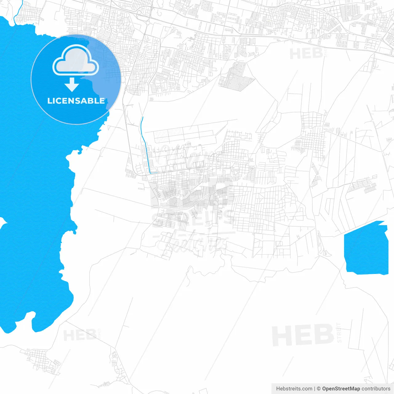 Palo Negro, Venezuela PDF vector map with water in focus