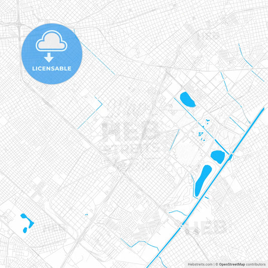 Villa Lugano, Argentina PDF vector map with water in focus
