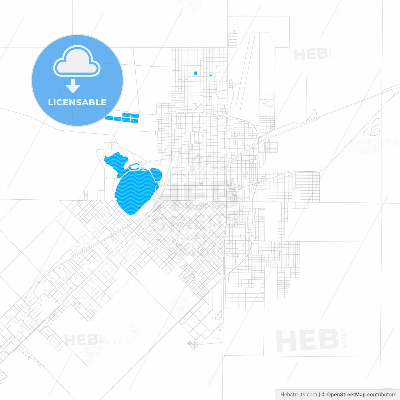 Santa Rosa, Argentina PDF vector map with water in focus