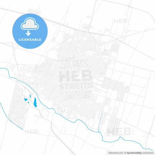 Villa Mercedes, Argentina PDF vector map with water in focus