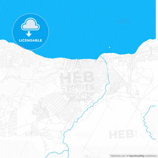 San Carlos de Bariloche, Argentina PDF vector map with water in focus