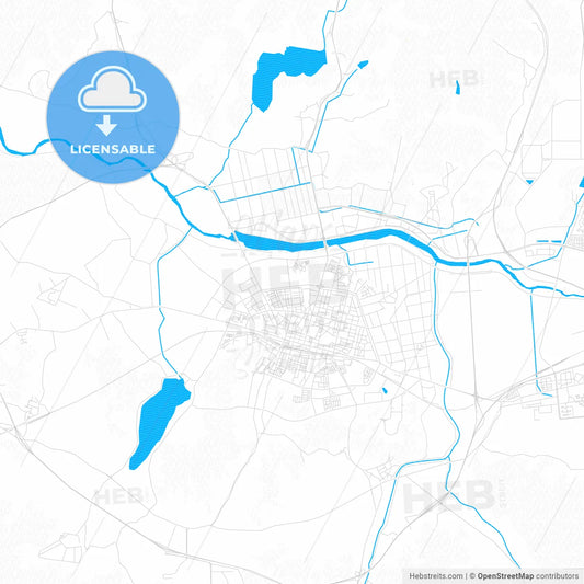 Asan, South Korea PDF vector map with water in focus