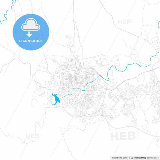 Abha, Saudi Arabia PDF vector map with water in focus