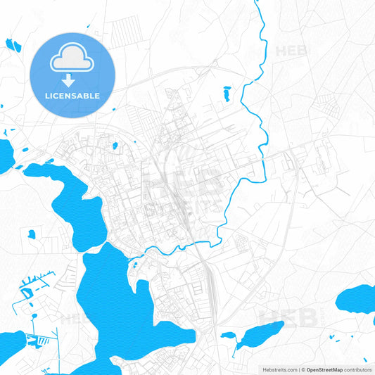 Ełk, Poland PDF vector map with water in focus