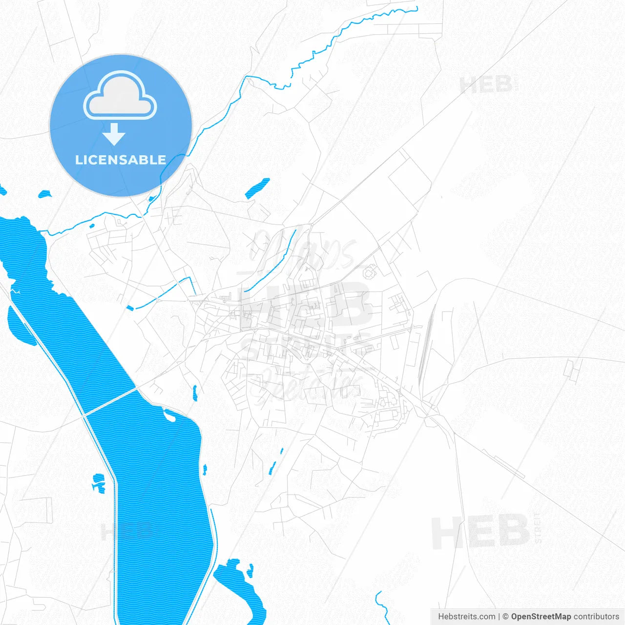 Slatina, Romania PDF vector map with water in focus