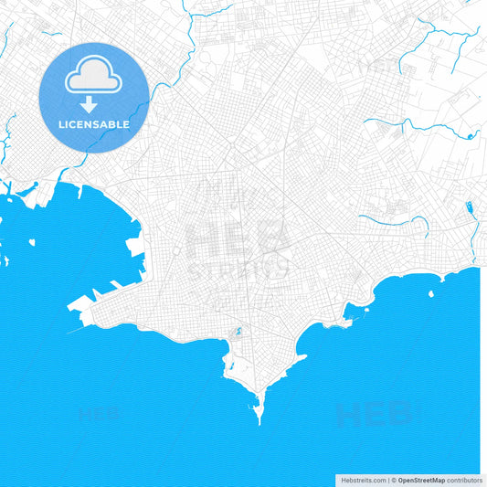Montevideo, Uruguay PDF vector map with water in focus