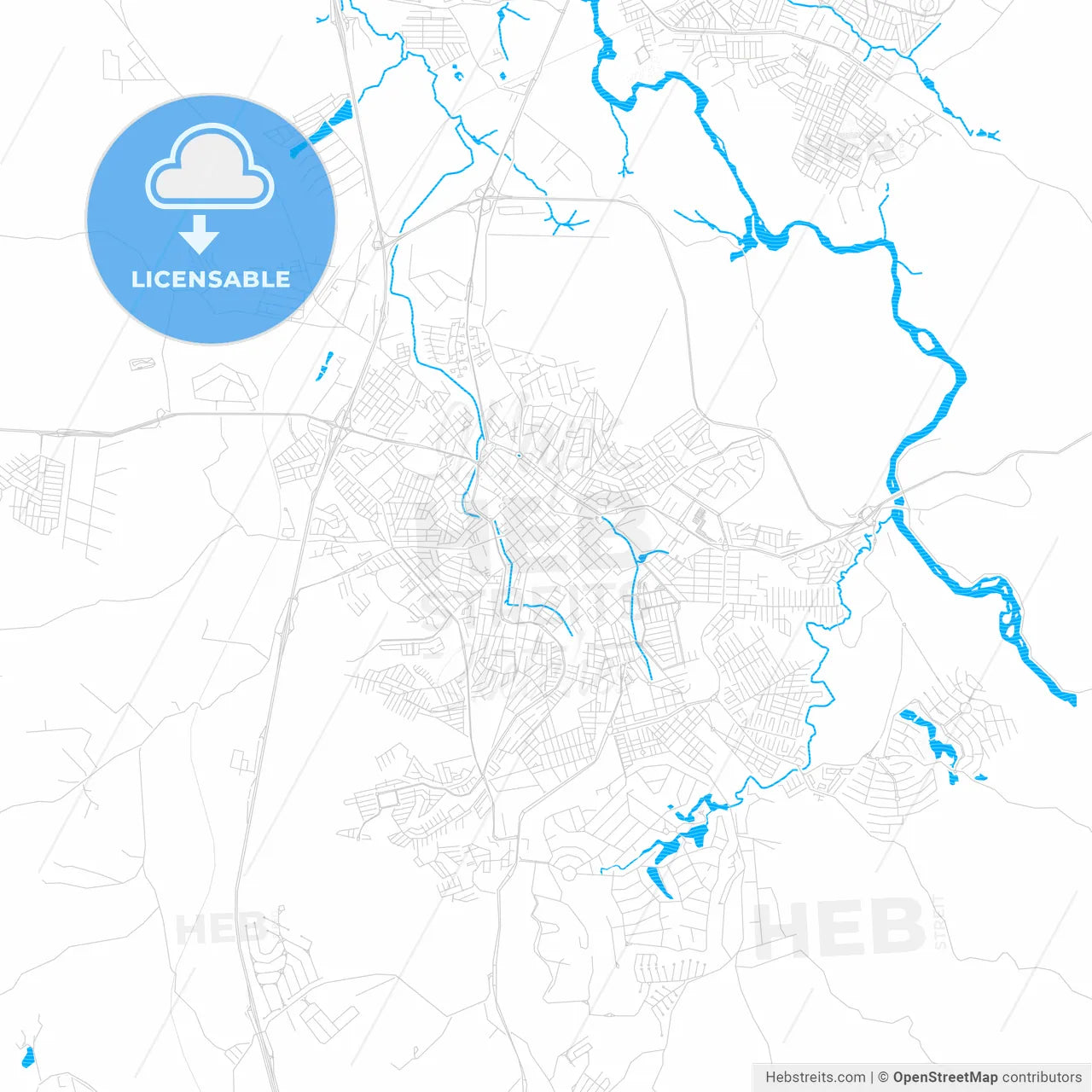 Itu, Brazil PDF vector map with water in focus