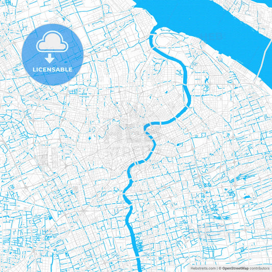 Shanghai, China PDF vector map with water in focus