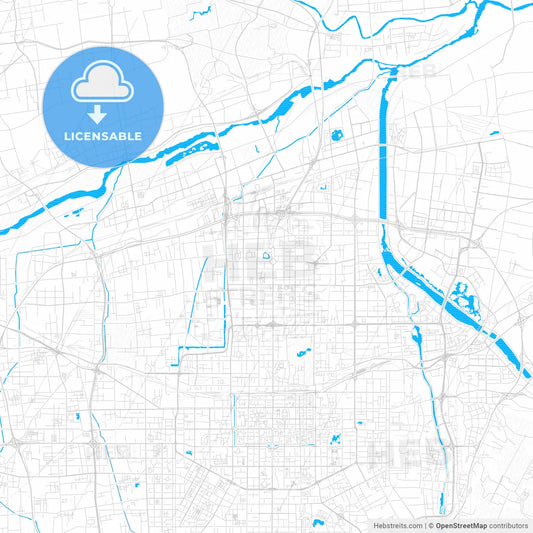 Xi an, China PDF vector map with water in focus
