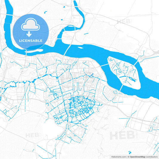 Wenzhou, China PDF vector map with water in focus
