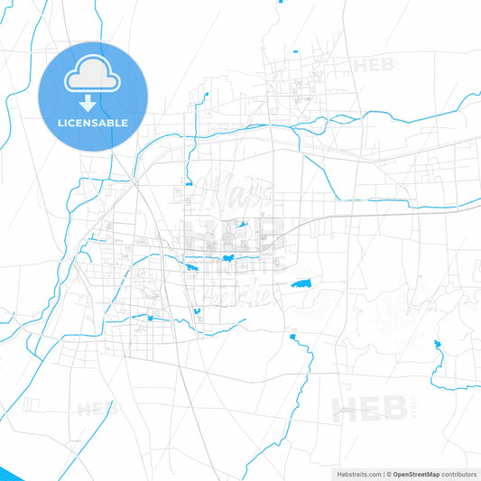 Zaozhuang, China PDF vector map with water in focus