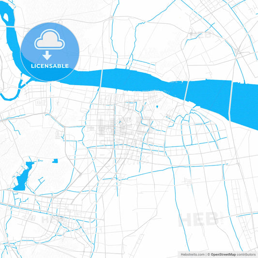 Taizhou, China PDF vector map with water in focus