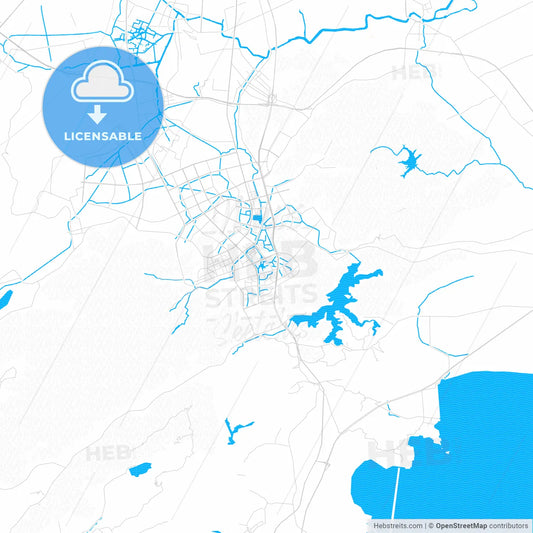 Wenling, China PDF vector map with water in focus