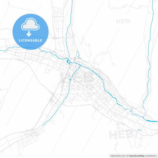 Xining, China PDF vector map with water in focus