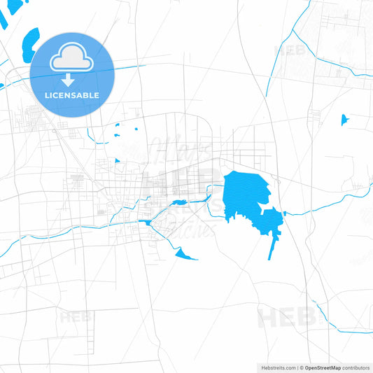 Zoucheng, China PDF vector map with water in focus