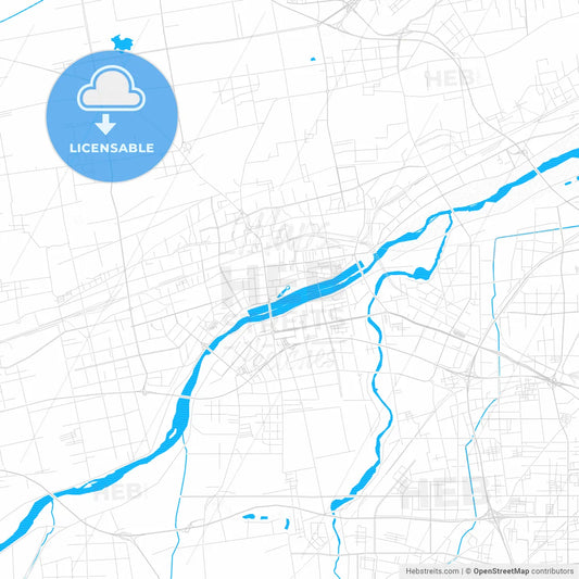 Xianyang, China PDF vector map with water in focus